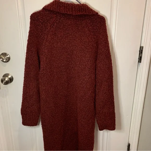 Anthropologie Lilla Cardigan Maroon Red Chunky Knit Sweater Cardigan Cozy Long - Picture 10 of 13